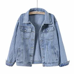 Kurtki damskie wiosna jesień mody dżins 2023 Style studenckie styl vintage niebieski jean luźna koreańska wersja duży rozmiar odzieży 230731