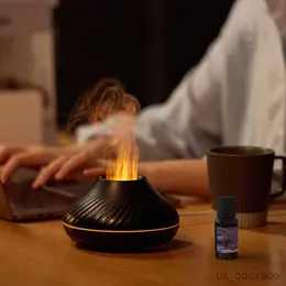 Humidifiers Volcanic Flame Aroma Diffuser Essential Oil Lamp Use Electric Air Humidifier Cool Mist Maker With LED Night Light For Home R230801