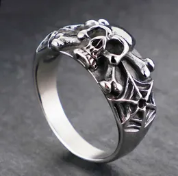 Gothic Stahl Schädel Ringe Mann Punk Rock Skeleton Männer Ring Männlich Party Schmuck Zubehör