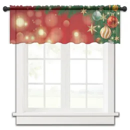 Curtain Christmas Pine Needles Lanterns Stars Kitchen Curtains Tulle Sheer Short Bedroom Living Room Home Decor Voile Drapes