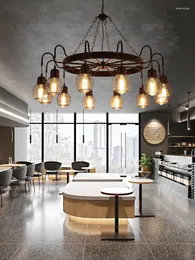 Подвесные лампы ретро -люстра тематического ресторана Creative Personmazed Clothing Store El Coffee Shop Bar Industrial Style Living Room
