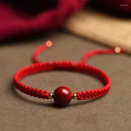 Braccialetti con ciondoli Donna Braccialetti con amuleto intrecciato Buddha tibetano etnico per uomo Regali fatti a mano con braccialetto di perline di cinabro in corda rossa