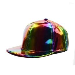 Ball Caps Laser Baseball Cap Fashion Decoration Women Men Snapback Summer PU Material Adjustable Flat Sun Visor Hip Hop Hat Gorras