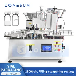 ZONESUN Automatic Vial Packaging Machine Bottle Filling Stoppering Sealing Equipment Star Wheel Vibratory Bowl Feeder ZS-AFC20