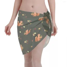 女性用水着喜びに満ちた面白いリスセクシーな女性ビーチラップシフォンパレオサロンドレスファッションビキニカバーアップスカート水着