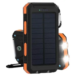 Solar-Ladegerät, 8000 mAh, Powerbank, tragbarer Generator, Dual-USB-5-V-Anschluss, integrierte LED-Taschenlampe und Kompass für Handy-Ausfälle, Zuhause, Notfall-Sets, Camping, Outdoor