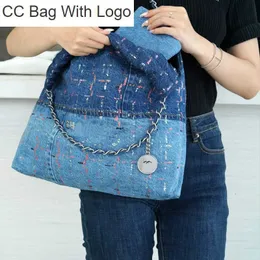 CC Bag design Shoulder Bags 22bag Shopping Quality washed denim gold metal Tote bag woman Crossbody fashion 2PC Large capacity luxury wallet 35cm