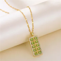 Pendant Necklaces Design Sense Korean Fashion Zircon Inlaid Green Chocolates Short Women Amazing Birthday Gift Jewelry For Girls