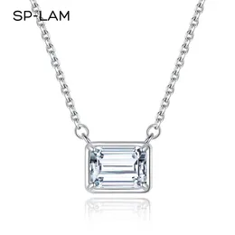 Strängar strängar Emerald Cut Pendant Halsband unik design klassiska kvinnor bröllopslänk kedja halsband fina smycken för fest 1CT 230731