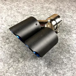 1 PCS Akrapovic Car Coated Blue Carbon Exaustores Dual Pipes Universal AK End Muffler Tips2672
