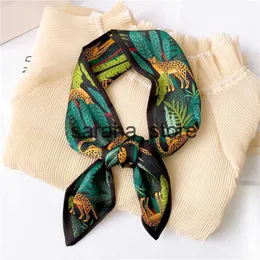 الأوشحة 2022 Women Women Silk Dickf Print Fream Luxury Clikery Hair Drigves Lady's Bag Back Ribbons Accessories Summer J230801