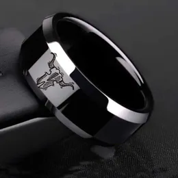 Ny design 8mm bredd svart titan rostfri tjur skalle ring för kvinnor män västra denim tung metall rock stil smycken smycken