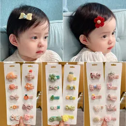 Accessori per capelli 5PCS Cute Flower Baby Girl Hairpin Lovely Cartoon Infant Kids Clip Handmade Small Headdress Children's Bow