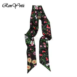 Scarves Factory ON SALE 2019 Colorful New Fashion Brand Silk Scarf Life Tree Print Head Handle Bag Ribbons Small Long Skinny Scarves Y23