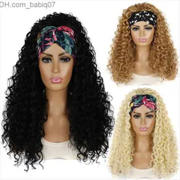 Synthetic Wigs 24 Inch Curly Synthetic Headband Wigs Simulation Human Hair Deep Wave Perruques de cheveux humains With Head Bang FDDP01 Z230801