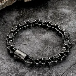 Charm Bracelets Men Punk Link Chain Bracelet Matte Vintage Black Stainless Steel Motorcycle Hand Bike Jewelry Accessories Boyfriend Gift Husband 230731