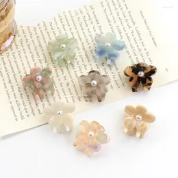 Hair Clips South Korea Acetic Acid Grab Clip Flower Pearl Hairpin Temperament Girl Side Fringe Headdress Woman