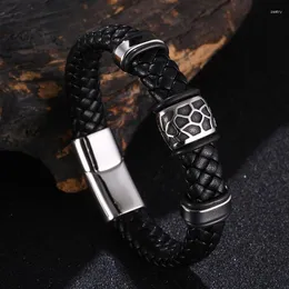 Charm Bracelets Fashion Braided Leather Punk Bracelet Men High Quality Jewelry Casual Sports Matching Accessories SP1308