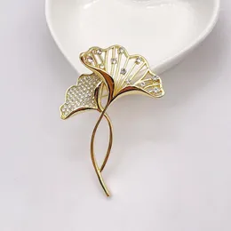 Broschen Damen Brosche Strass Ginkgo Blatt Blume Anstecknadel Kragen Schmuck