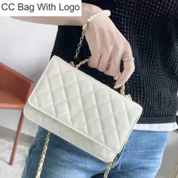 CC Bag 10A Top quality woman crossbody bag 19cm Caviar leather shoulder handbags fashion chain bag luxury designer bags lady cosmetic flap bag purse With box C040