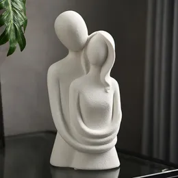 Decorative Objects Figurines Abstract Couple Statue Sculpture Modern Home Decoration Ceramic Figure lovers Living room table ornaments 230731