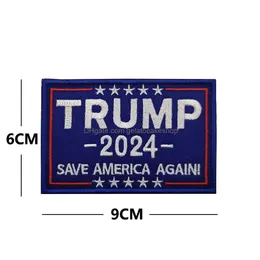 Tessuto e cucito Donald Trump 2024 Ricami Badge Emblemi Bracciali tattici Abbigliamento Accessoribes Drop Delivery Home Garden Tex Dh9Sa