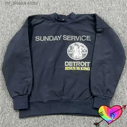 Men's Hoodies Sweatshirts Sunday Service Tour Crew Neck Jesus Is King Sweatshirts Men Women Detroit City Badge Hoodie 2024 Ye Sweatshirts T240517