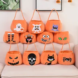 Halloween Pumpkin Candy Bags for Kids Trick or Treat Polyester Pumpkin Buckets for Children Costume Party Favors Supplies