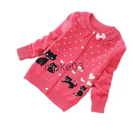 Cardigan 2022 New Fashion Children Cardigans 소녀 사랑스러운면 스웨터 316 년 어린이 스웨터 패션 면화 카디건 K8518 J230801