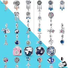 925 Pandora takılar için gümüş mücevher boncukları 925 bileklik rüya ve seyahat koleksiyonu takıları set kolye diy ince boncuk takılar