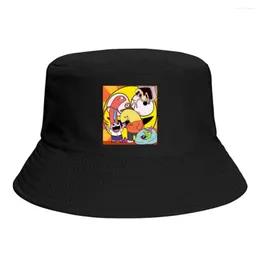 Berets Unisex Polyester Happy Friend Bucket Hat Women Summer Sunscreen Sun Smiling Friends Men Streetwear Fishing Fisherman