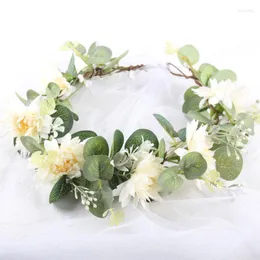 Headpieces Mori Style Flower European And American Bride Garland Headdress Accessories Pography Green Plant Wedding Hair