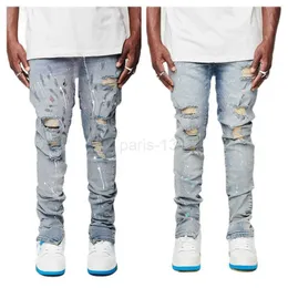 Men's Jeans 2022 New Fashion Ripped Jeans For Men Trendy Slim Paint Craft Denim Pencil Pants Street Hipster Trousers male Clothing XS-XL