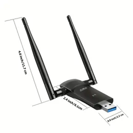 PC用のL -Link USB WiFiアダプター：1300Mbpsデュアル5DBIアンテナ5G/2.4Gデスクトップラップトップ用USBワイヤレスネットワークアダプター-Wifi Dongle