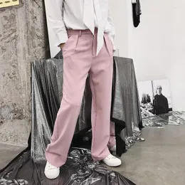 Mannen Broek 2023Rechte Mannelijke Broek Zakelijke Vrouwen Mannen Pak Casual Streetwear Hip Hop Vintage Mode Broek Zwart Roze wit