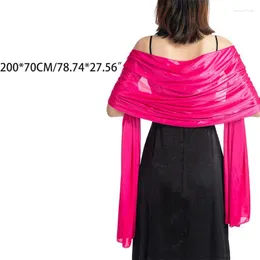 Scarves 200x70cm Womens Imation Silk Sheer Cape Cape Solid Color Long Shawl Wrap for Wedding Party Banquet Vintage Promsories