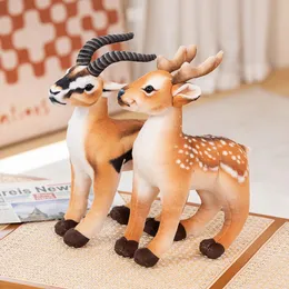 33CM Lovely Simulation Fawn Antelope Plush Toys Real Life Wild Animal Doll Stuffed Soft Children Kids Birthday Decor Gift