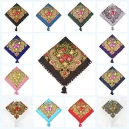 Scarves Fashion Printed Tassels Big Square Scarf Headscarf African Bandanas Ethnic Style Womens Party Turban Shawls Kerchief