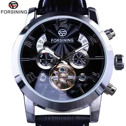 Forsining Tourbillion orologio Fashion Wave Dial Design Multi Function Display Uomo Orologio automatico Top Brand Luxury Mechanical Wristw282K