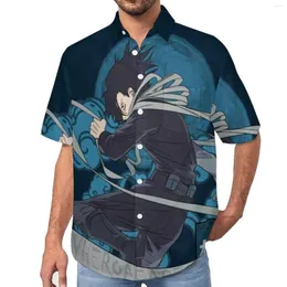 Camisas casuais masculinas My Hero Academia Camisa Aizawa Sa Erasure Praia Solta Blusas da moda de verão Manga curta Design Roupas grandes