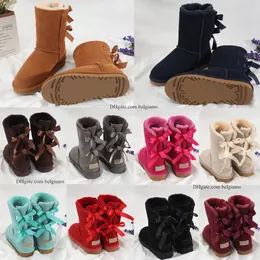 Barnstövlar mini bow australiska klassiska flickor skor småbarn barn vinter snö boot wggs ii baby barn ungdom ugly kastnut svart sneakers purry bailey r4em#