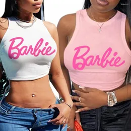 Damen Tanks Kawaii Crop Top Sexy Mädchen Sommer Ärmellose Leibchen Weste Y2K Damen Schlank Mode T-Shirt Casual Tank Tops