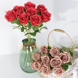 Dekorativa blommor enstaka stam rosblommor Valentine Wedding Centerpieces Proposal Engagement Anniversary Home Decoration Q390