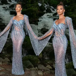 Sparkande paljettkvällsklänning Elegant älskling Mermaid Dresses Illusion Lace Prom Dress Formal Custom Made Made