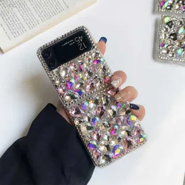 Корпуса сотового телефона Bling Glitter Diamond Phone Case для Samsung Galaxy Z Flip 3 ZFOLD2 ZFOD3 ZFOD4 5G ZFLIP4 CACE LUXURY CLORFUL CLEAR TPU Cover L230731
