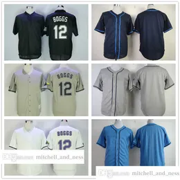 Vintage Movie Baseball Wears Jersey 12 Wade Boggs Blank Jerseys Men Women Youth Size S--XXXL