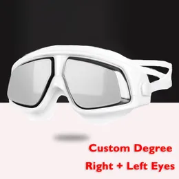 Schutzbrille 1 5 bis 10 0 Myopie Silikon großer Rahmen HD klar Antibeschlag Schwimmbrille Brillen benutzerdefinierte unterschiedlicher Grad für linke rechte Augen 230801