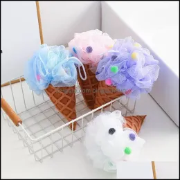 Bath Brushes Sponges Scrubbers Ice Cream Rainbow Cartoon Ball New Creative Sponge Cone Bathball Flower Drop Delivery Home Garden Dhioq LL