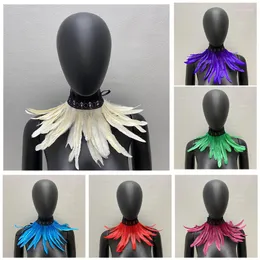 Choker Feather Scarf Neck Cover Natural Lace Brodery Collar Halloween Party Performance Cosplay Clothing Accessories