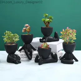 Planters Pots Creative black flowerpot plant cactus pottery abstract ceramic flowerpot decoration coffee table living room decoration Z230803